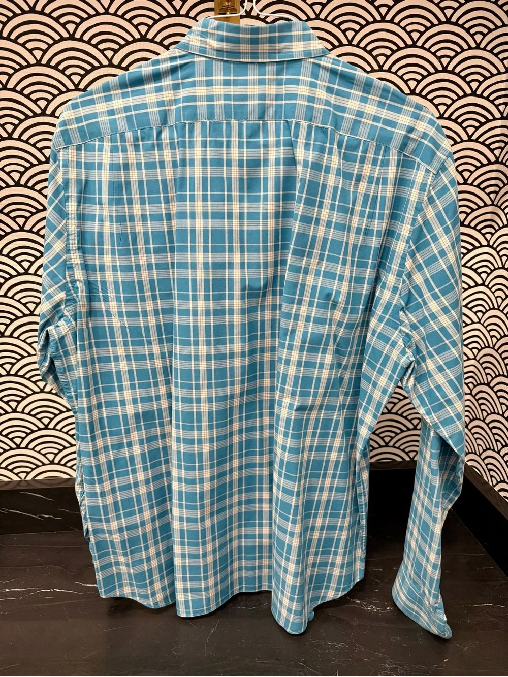 J. Crew Blue Teal and White Plaid Button-Down Shirt